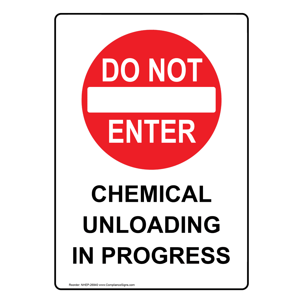 Portrait Chemical Unloading In Progress Sign With Symbol NHEP-26940