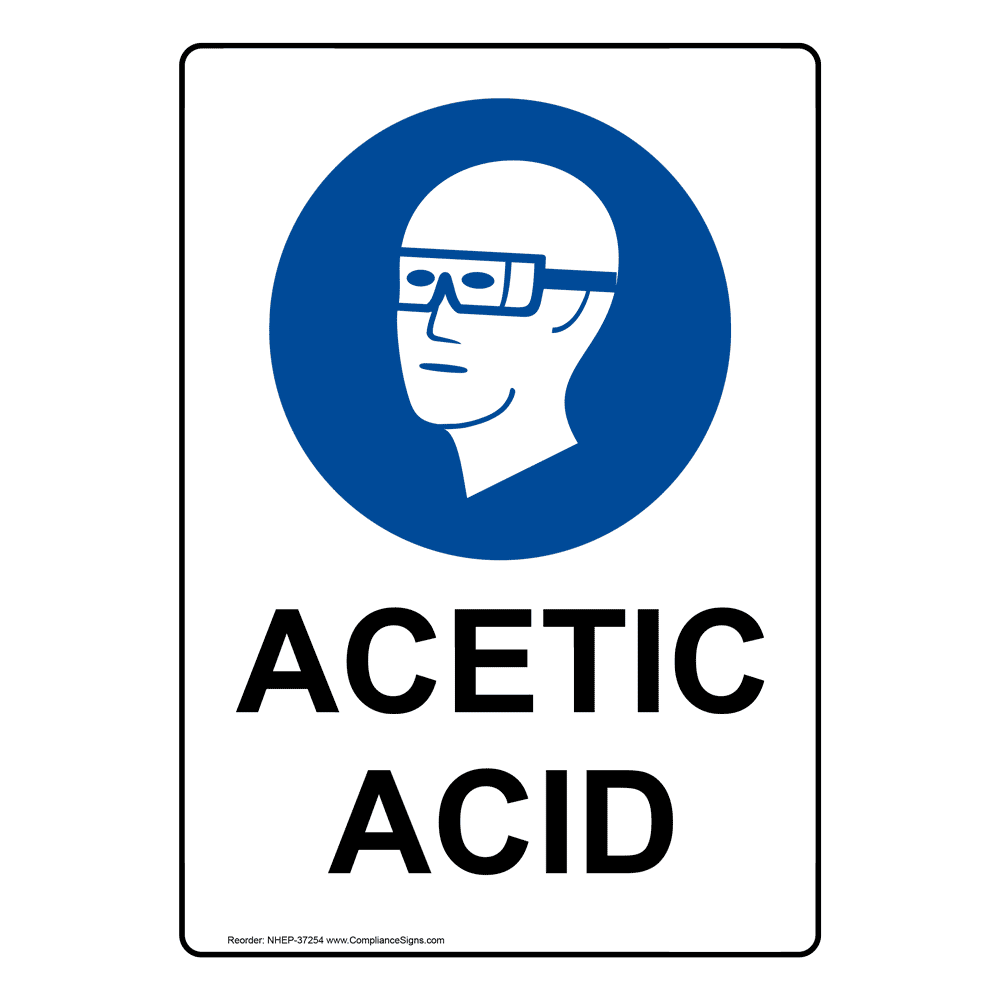 Portrait Acetic Acid Sign With PPE Symbol NHEP-37254