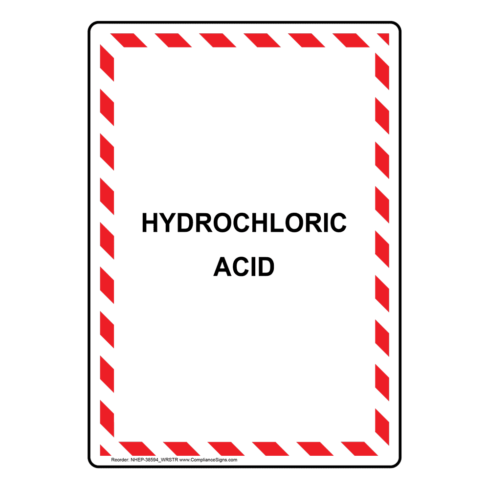 Portrait Hydrochloric Acid Sign With Symbol NHEP 38597