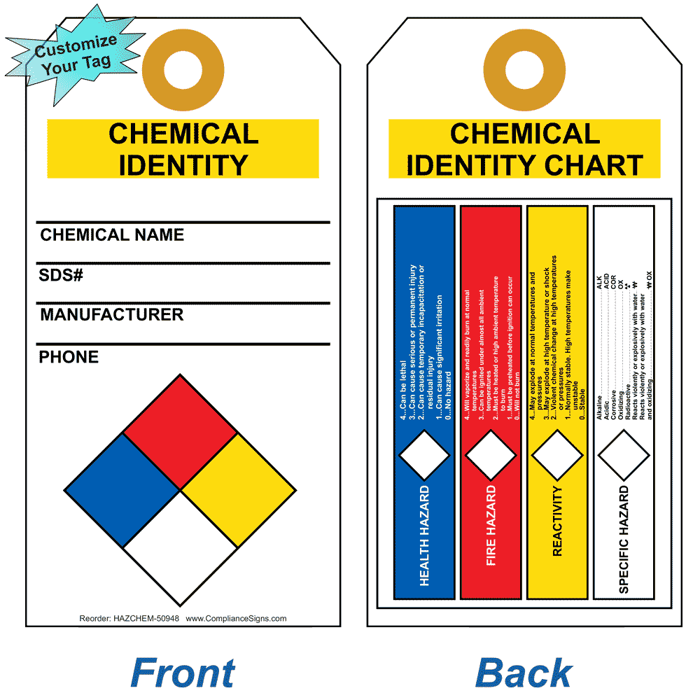 Chemical Identity - NFPA Diamond Tag with Tie HAZCHEM-50948