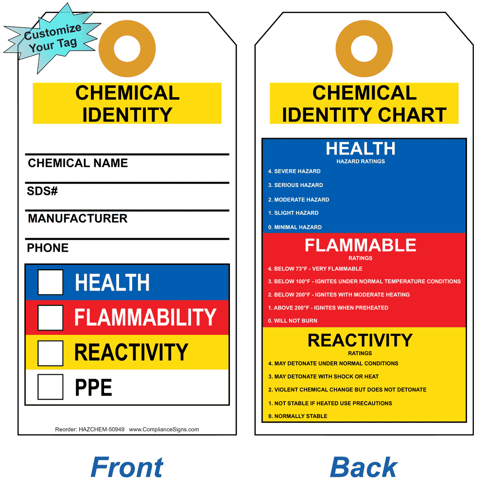 Chemical Identity - NFPA Hazards Tag with Tie HAZCHEM-50949