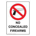 Portrait No Concealed Firearms Sign NHEP-17696 Alcohol / Drugs / Weapons