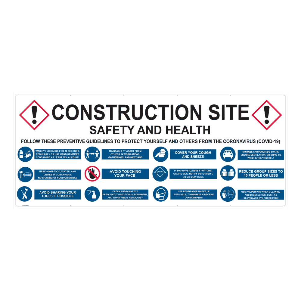 Construction Site Safety And Health Contractor-Grade Banner CS757375