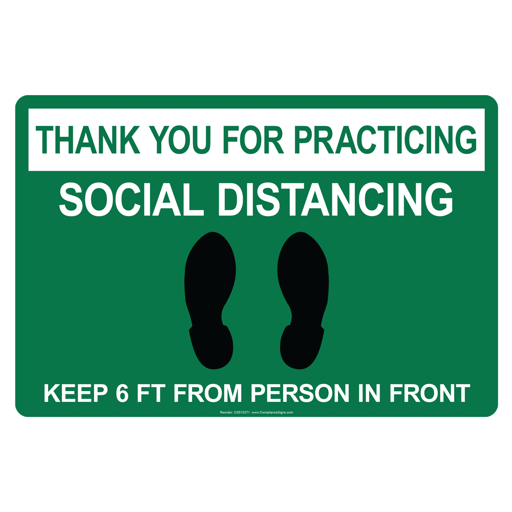 Green Thank You For Practicing Social Distancing Floor Label CS515371
