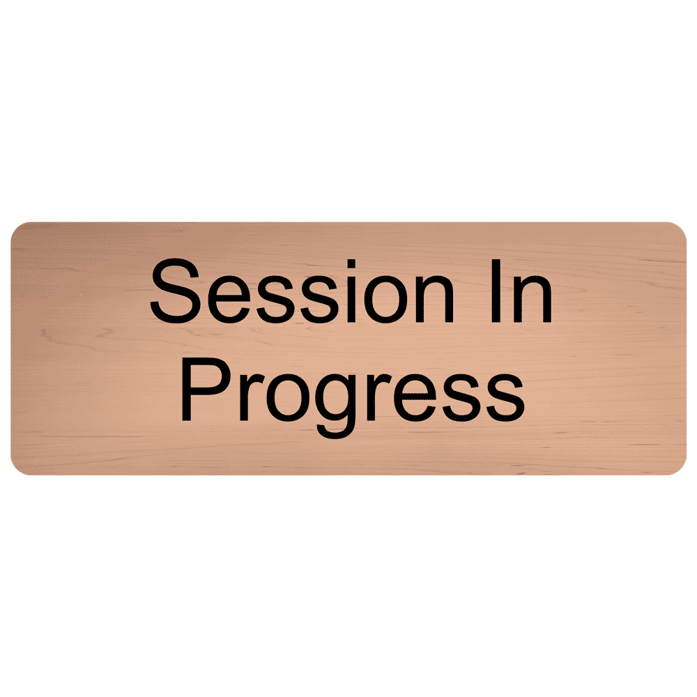 Cashew Engraved Session In Progress Sign EGRE-17851_Black_on_Cashew