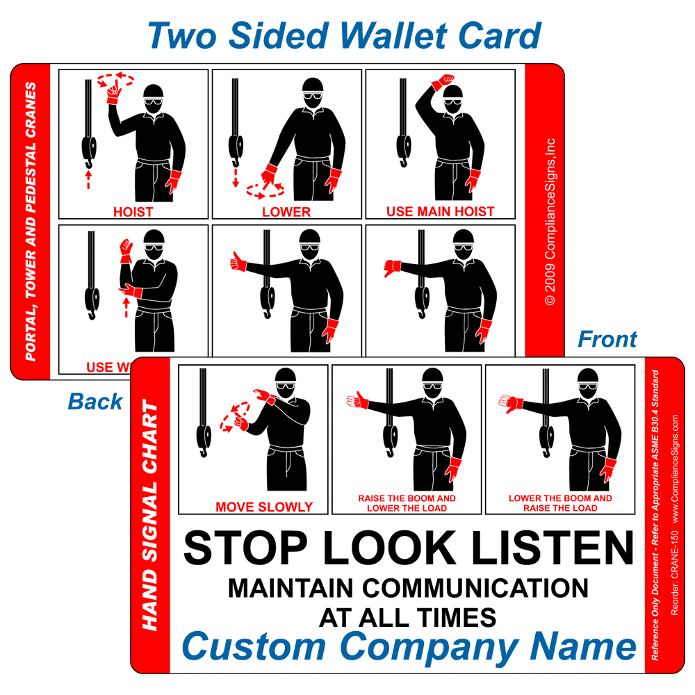 Portal Tower And Pedestal Cranes Card CRANE-150 Crane Hand Signals