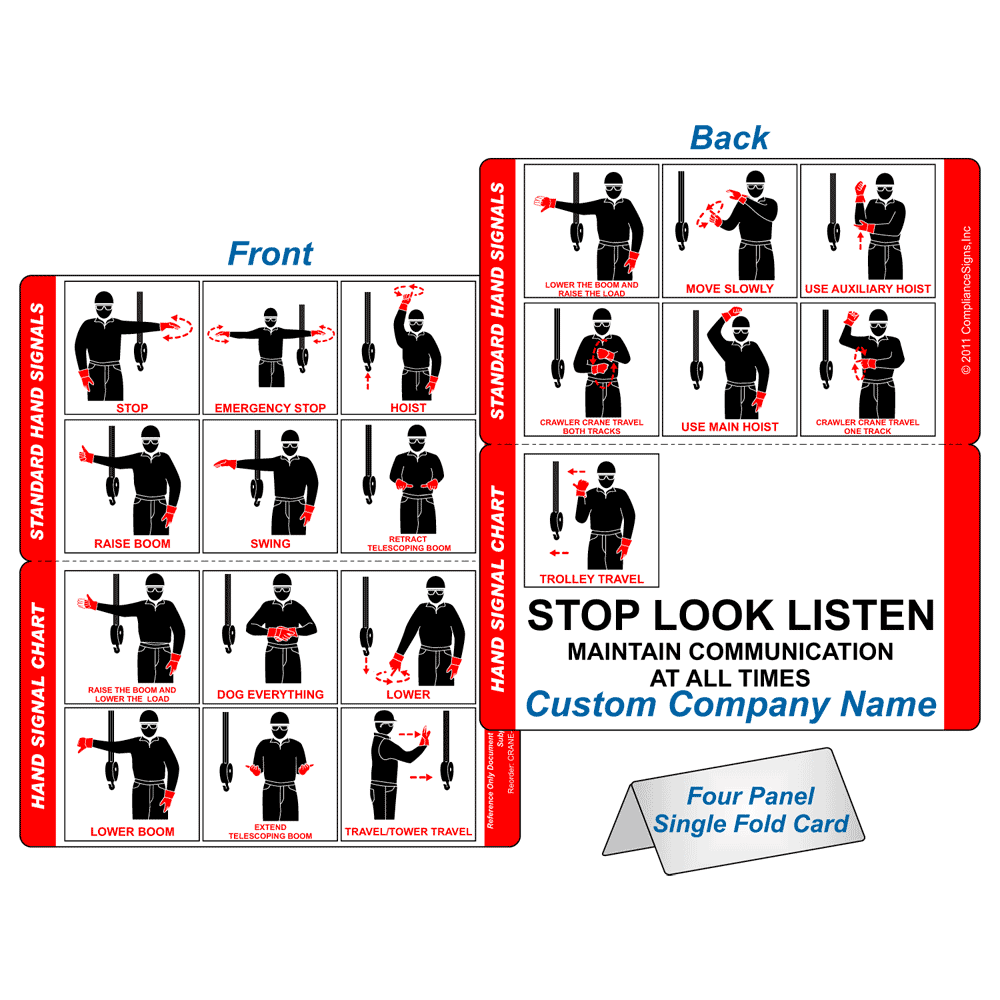 Standard Hand Signals Card CRANE-182 Crane Hand Signals
