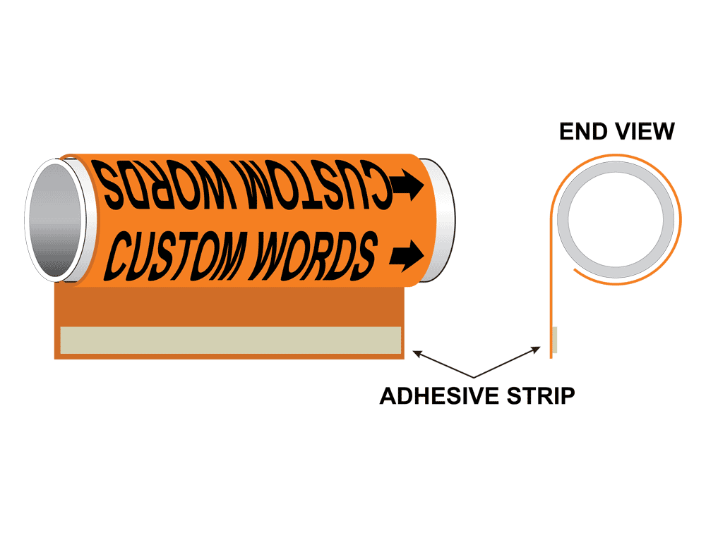 Custom Words Pipe Label PIPECUSTOMBLKonORNG