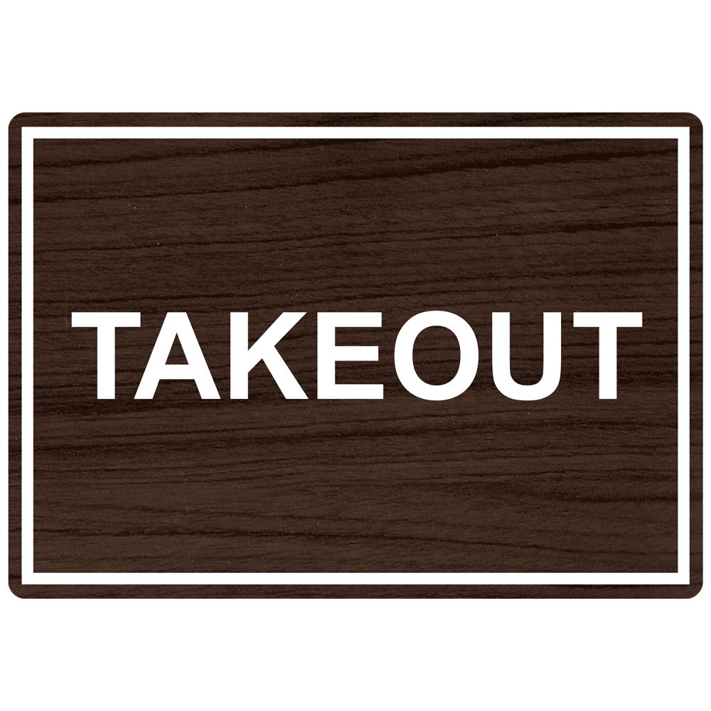 Kona Engraved TAKEOUT Sign EGRE-15795_White_on_Kona