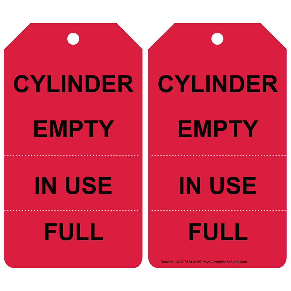 Red CYLINDER EMPTY IN USE FULL Safety Tag CS827328