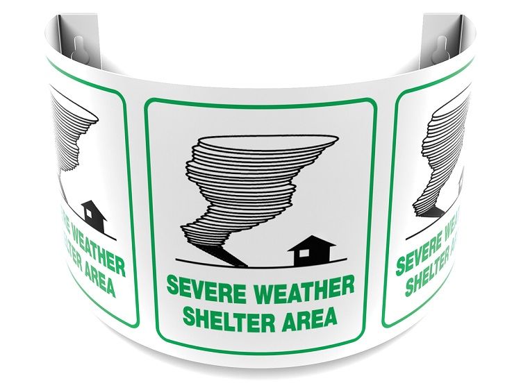 Severe Weather Shelter Area 180D Projection Sign 40SPS133