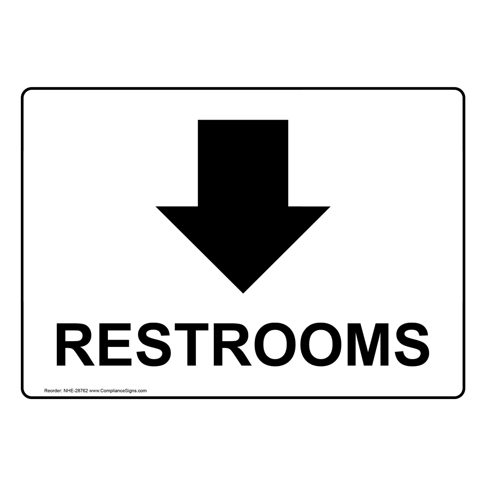 Restrooms [Down Arrow] Sign With Symbol NHE-28762