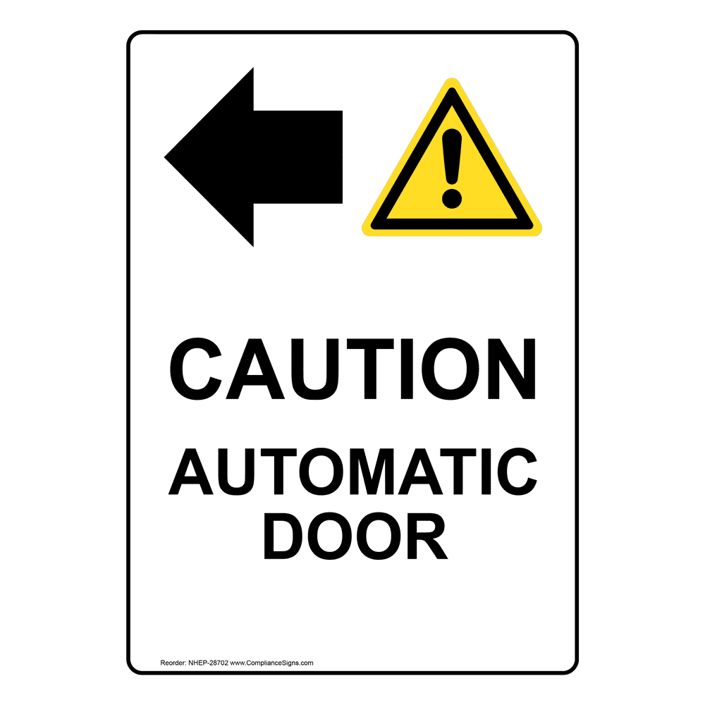 Portrait Automatic Door Sign With Symbol NHEP28702