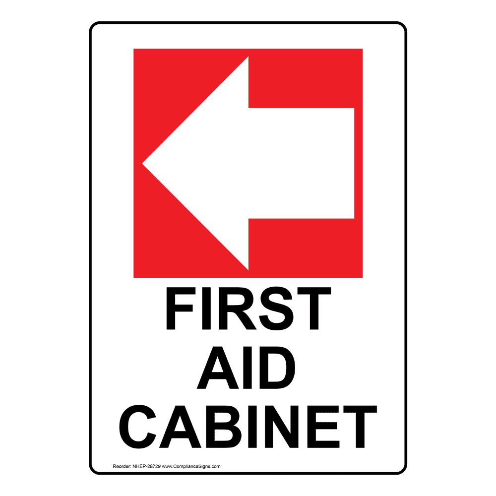 Portrait First Aid [Left Arrow] Sign With Symbol NHEP28729