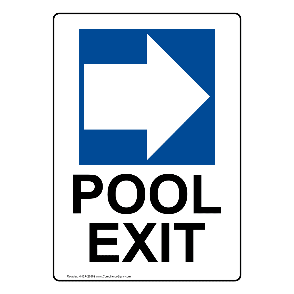 Portrait Pool Exit [Right Arrow] Sign With Symbol NHEP28889