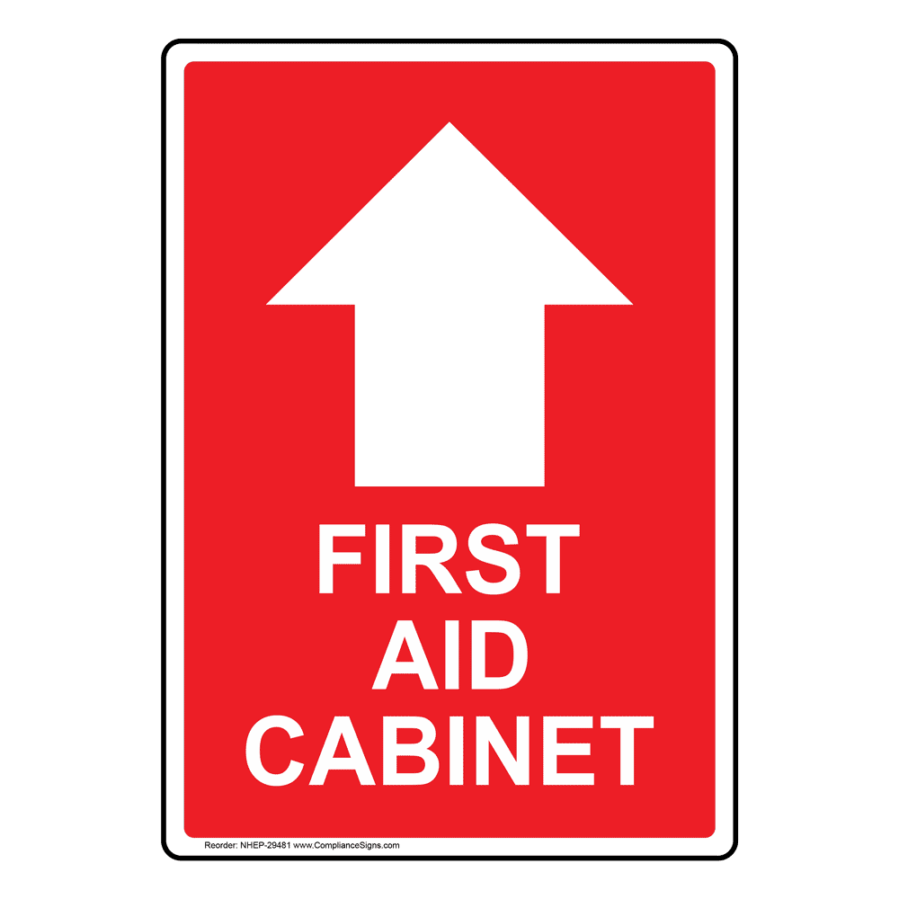 Portrait First Aid [Left Arrow] Sign With Symbol NHEP29479