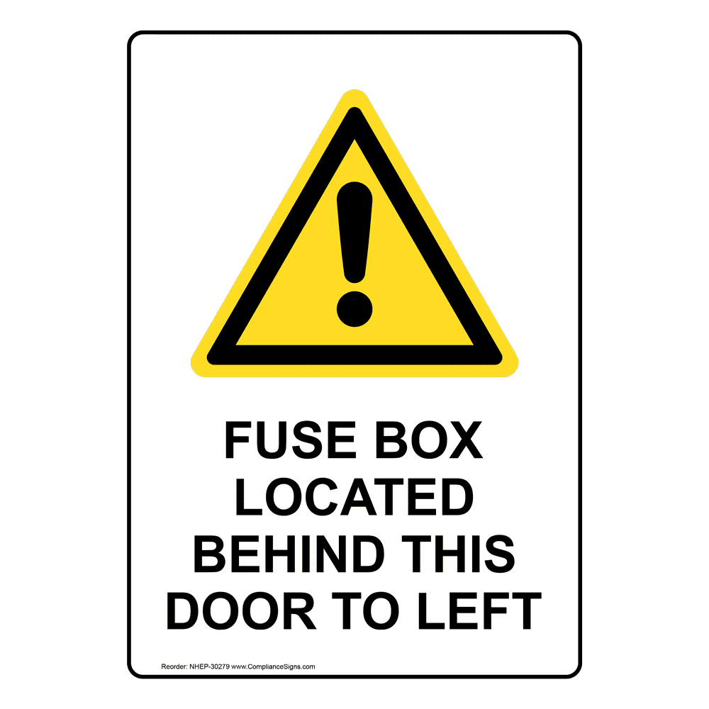 Portrait Fuse Box Located Behind Sign With Symbol NHEP30279