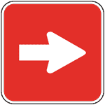 Directional Arrow White on Red Sign With Symbol PKE-13499 Directional