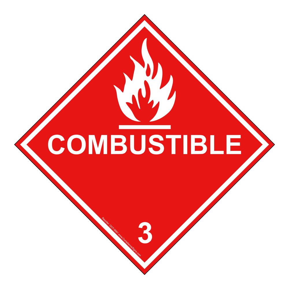 DOT Combustible Sign DOT-9881 Hazardous Loads
