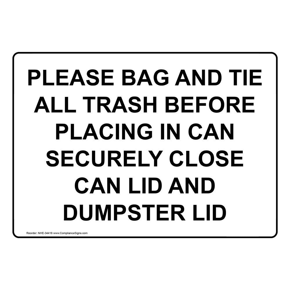Dumpster Rules Sign NHE14545 Recycling / Trash / Conserve