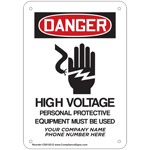 Custom OSHA DANGER High Voltage Personal Protective Equipment Sign CS515212