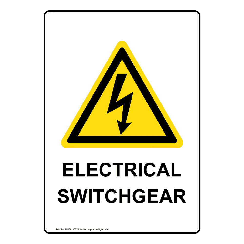 Portrait Electrical Switchgear Sign With Symbol NHEP30272