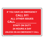 If You Have An Emergency Call 911 All Other Issues Sign NHE-29572
