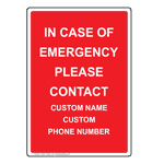 Portrait In Case Of Emergency Please Contact Sign NHEP-14090