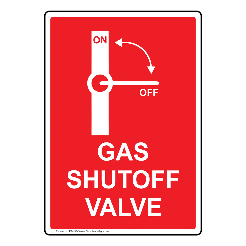 Gas Shutoff Valve Sign With Symbol NHEP-13843