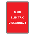 Portrait Main Electric Disconnect Sign NHEP-27089
