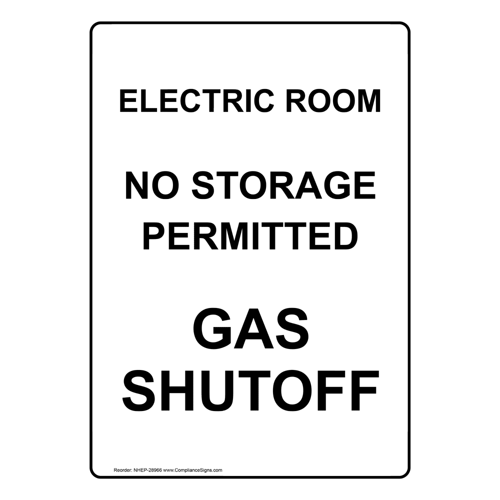 Portrait Electric Room No Storage Permitted Sign NHEP-28966