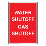 Portrait Water Shutoff Gas Shutoff Sign NHEP-29088