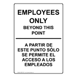 Employees Only Beyond This Point Bilingual Sign NHB-15217