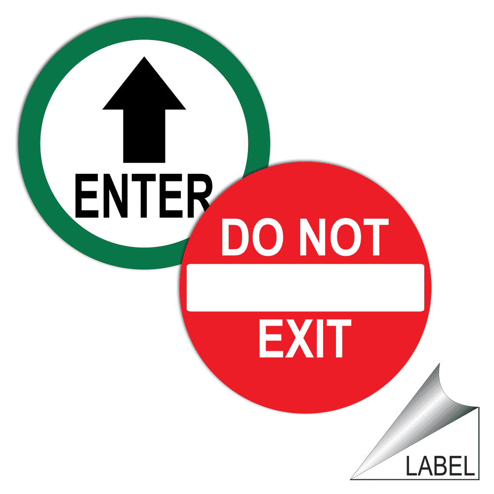 Enter Enter - Do Not Exit Set Label / Sticker - White Reflective