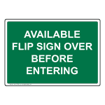 Available Flip Sign Over Before Entering Sign NHE-27589