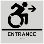 Entrance (Braille = Entrance) Sign RRE-180R-99_BLKonPRLGY