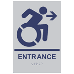 Portrait Entrance (Braille = Entrance) Sign RRE-180R_MRNBLUonSLVR