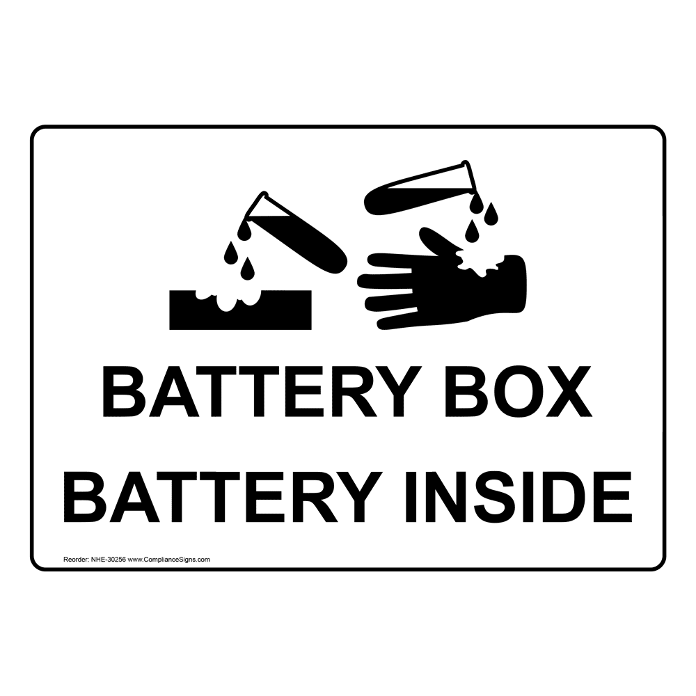 Battery Box Battery Inside Sign With Symbol NHE30256