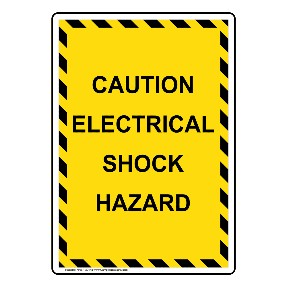 Portrait Caution Electrical Shock Hazard Sign NHEP30148