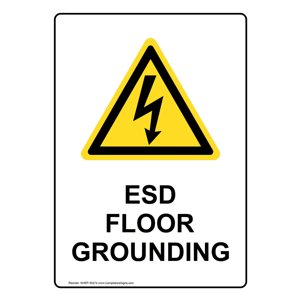 ESD Floor Grounding Sign With Symbol NHE30274