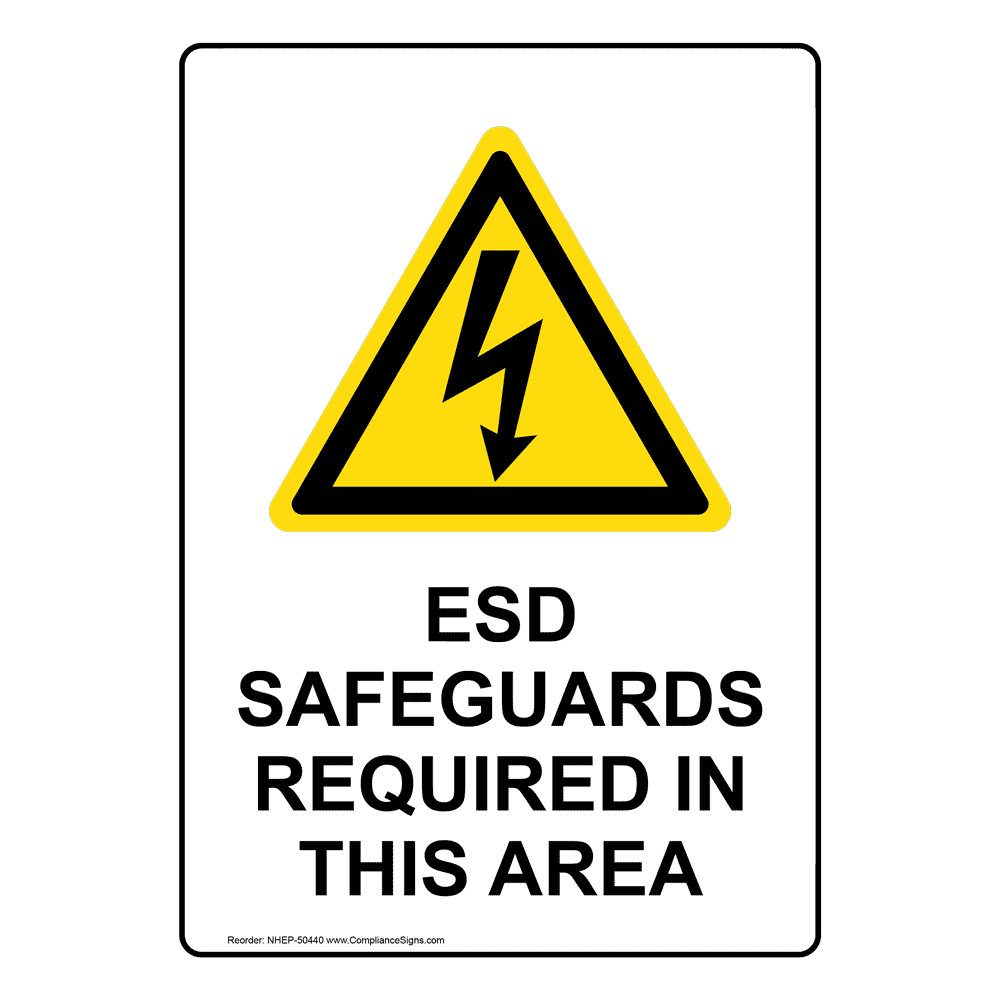 Esd Safeguards Required In This Area Sign With Symbol NHE50440