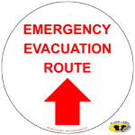 Emergency Evacuation Route With Up Arrow Floor Label NHE-18817