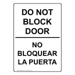 Do Not Block Door Bilingual Sign NHB-2145 Exit Do Not Block