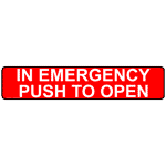 In Emergency Push To Open Label NHE-9412 Exit Emergency / Fire