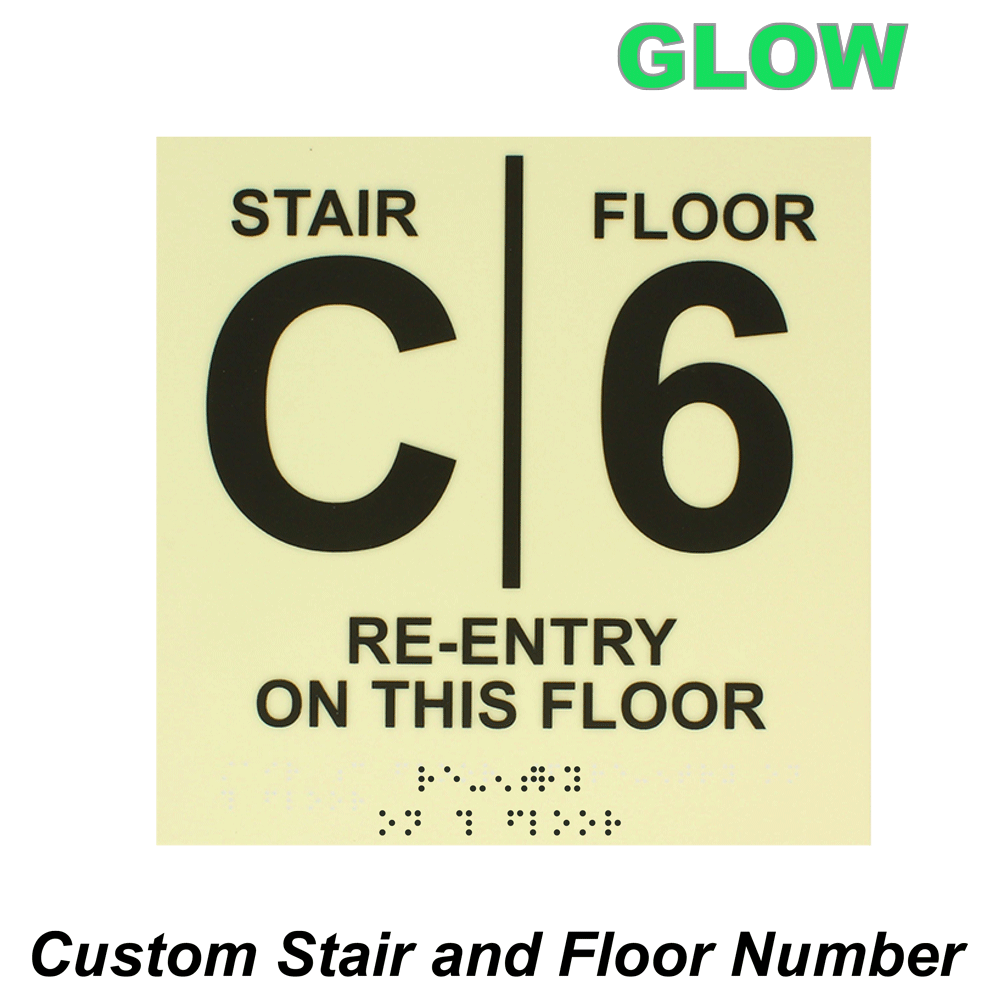 Stair Floor Custom ReEntry On This Floor Braille Sign NHE18663