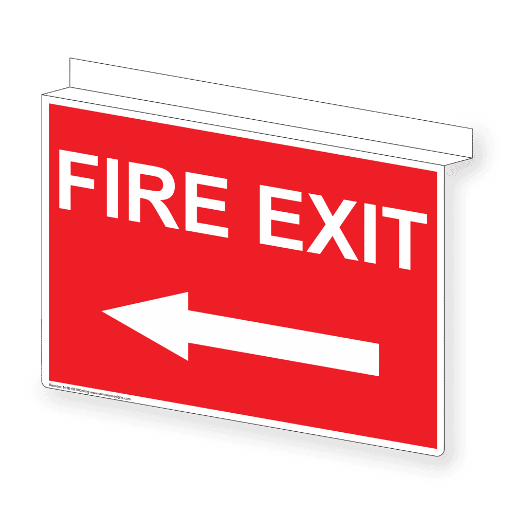 Fire Exit With Left Arrow Sign NHE 6810Ceiling Exit Emergency Fire fire-exit-with-left-arrow-sign-nhe-6810ceiling-exit-emergency-fire