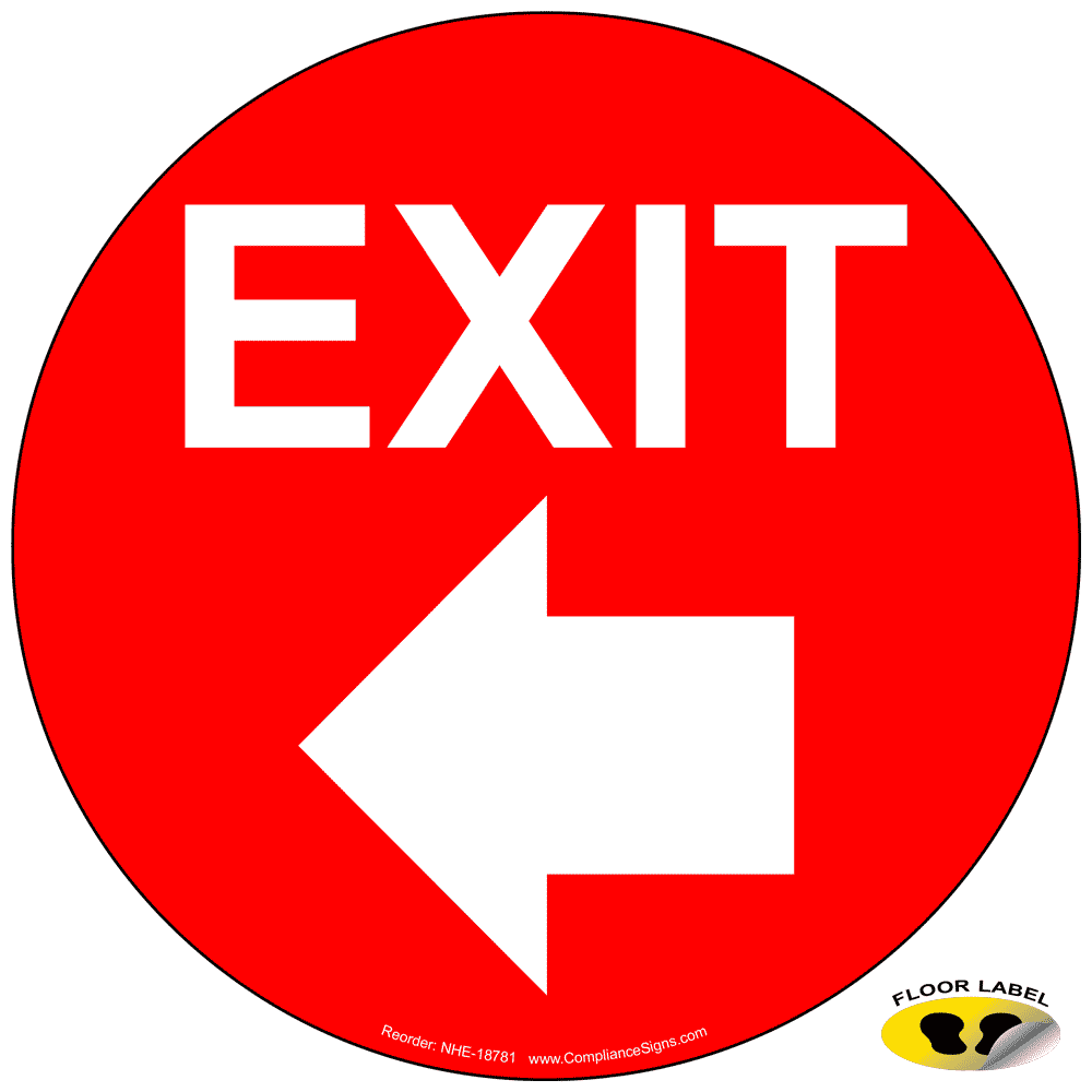Exit With Left Arrow Floor Label NHE-18781