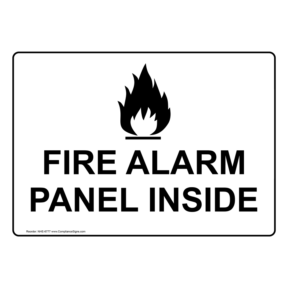 Fire Alarm Panel Inside Sign With Symbol NHE 6777