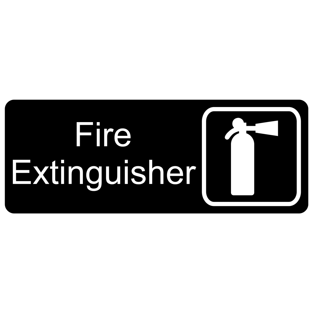 Fire Extinguisher Engraved Sign EGRE345SYMWHTonBLK