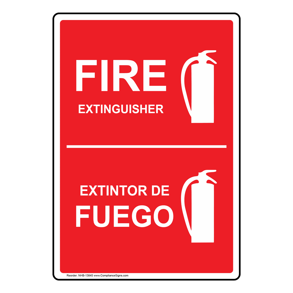 Fire Extinguisher Bilingual Sign NHB13845 Fire Safety / Equipment
